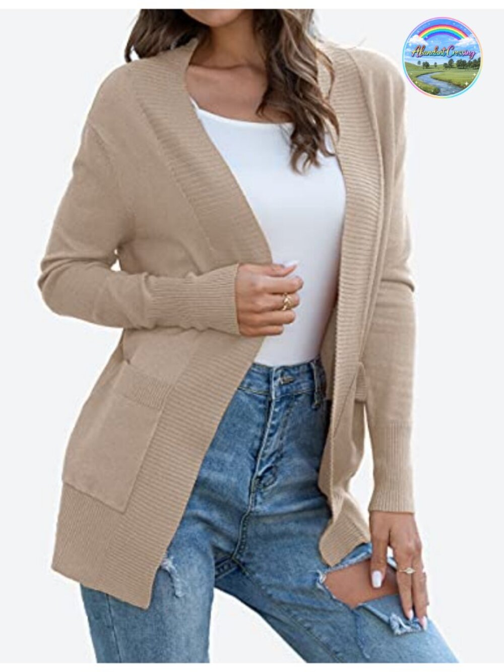 Women's Open Front Cardigan Sweater with Pockets S-XL - Picture 2 of 6